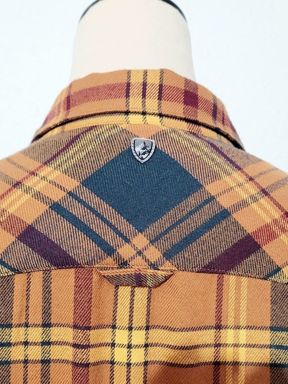KÜHL Flannel Shirt Womens Small Orange Plaid Long Sleeve Button Up Outdoor Hikin - Picture 6 of 16